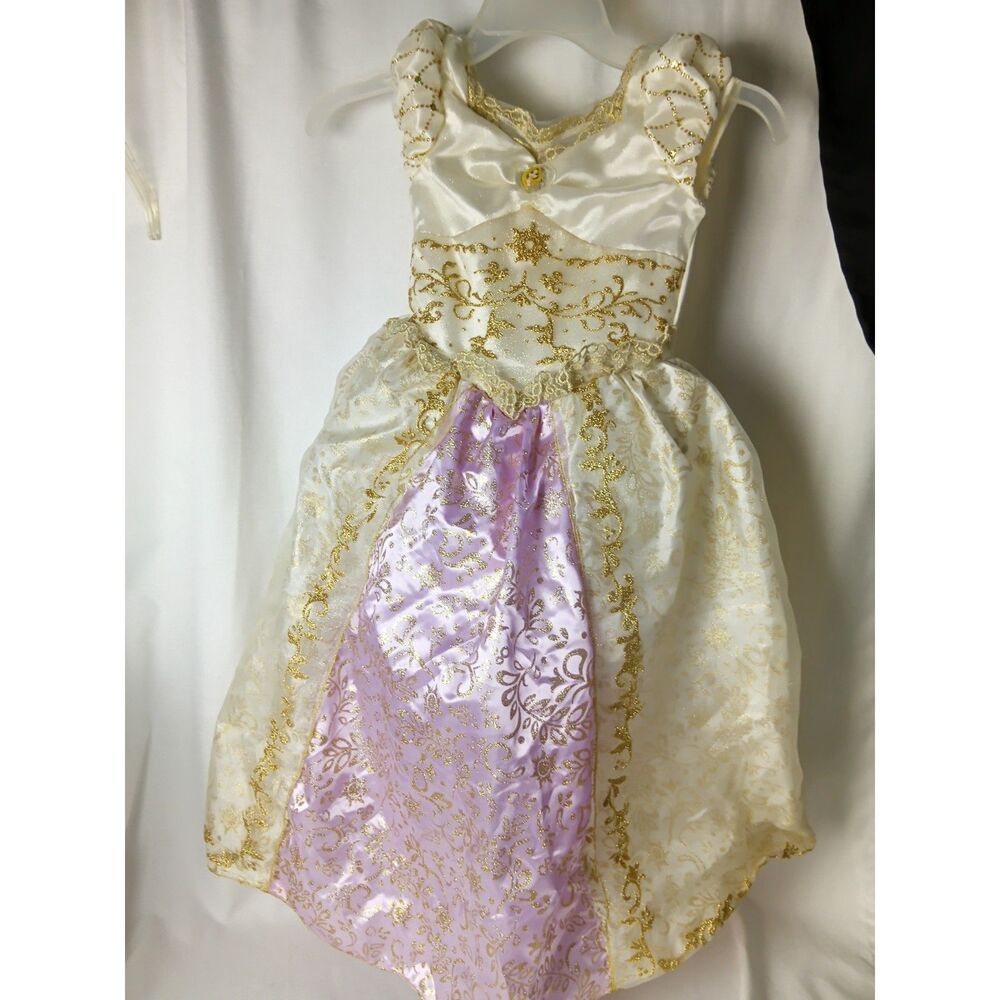 Disney Store Belle Princess Costume Dress Girls Size S 5/6 Gold Ivory